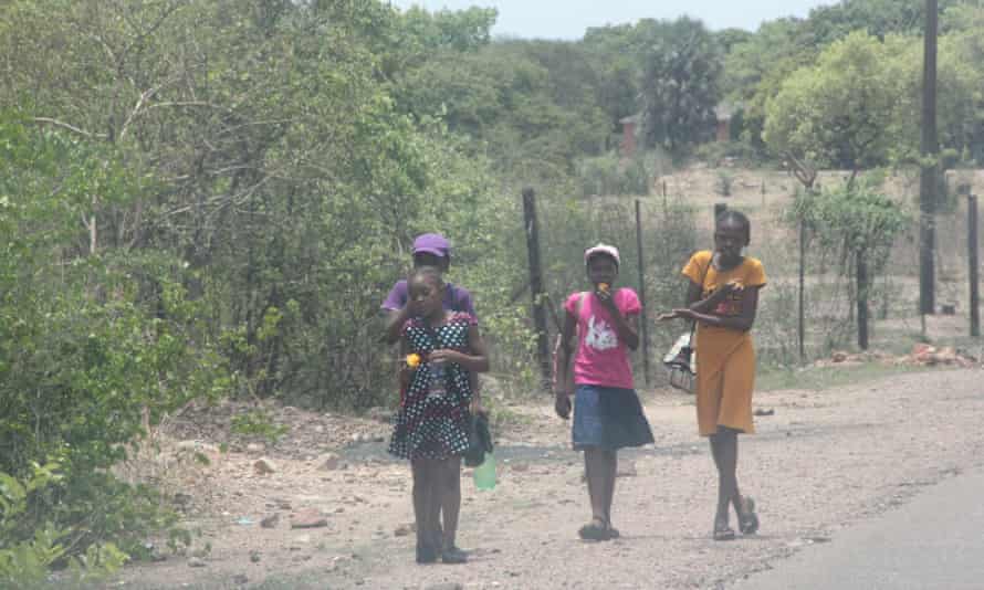 Children on a road at Number 2 settlement in Hwange.