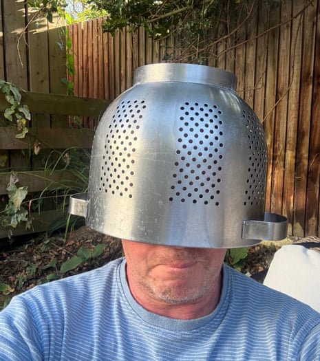 Martin in London practising the use of colander ahead of the partial solar eclipse in London.