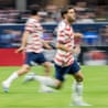 Christian Pulisic #10 of the United States in action during the first half of the match against Belgium at Mercedes-Benz Stadium on March 28, 2026 in Atlanta, Georgia. Belgium won the match 5-2. (Photo by Shaun Clark/ISI Photos/ISI Photos via Getty Images)