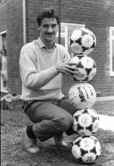 Ian Rush celebrates at home the day after his five-goal haul against Luton.