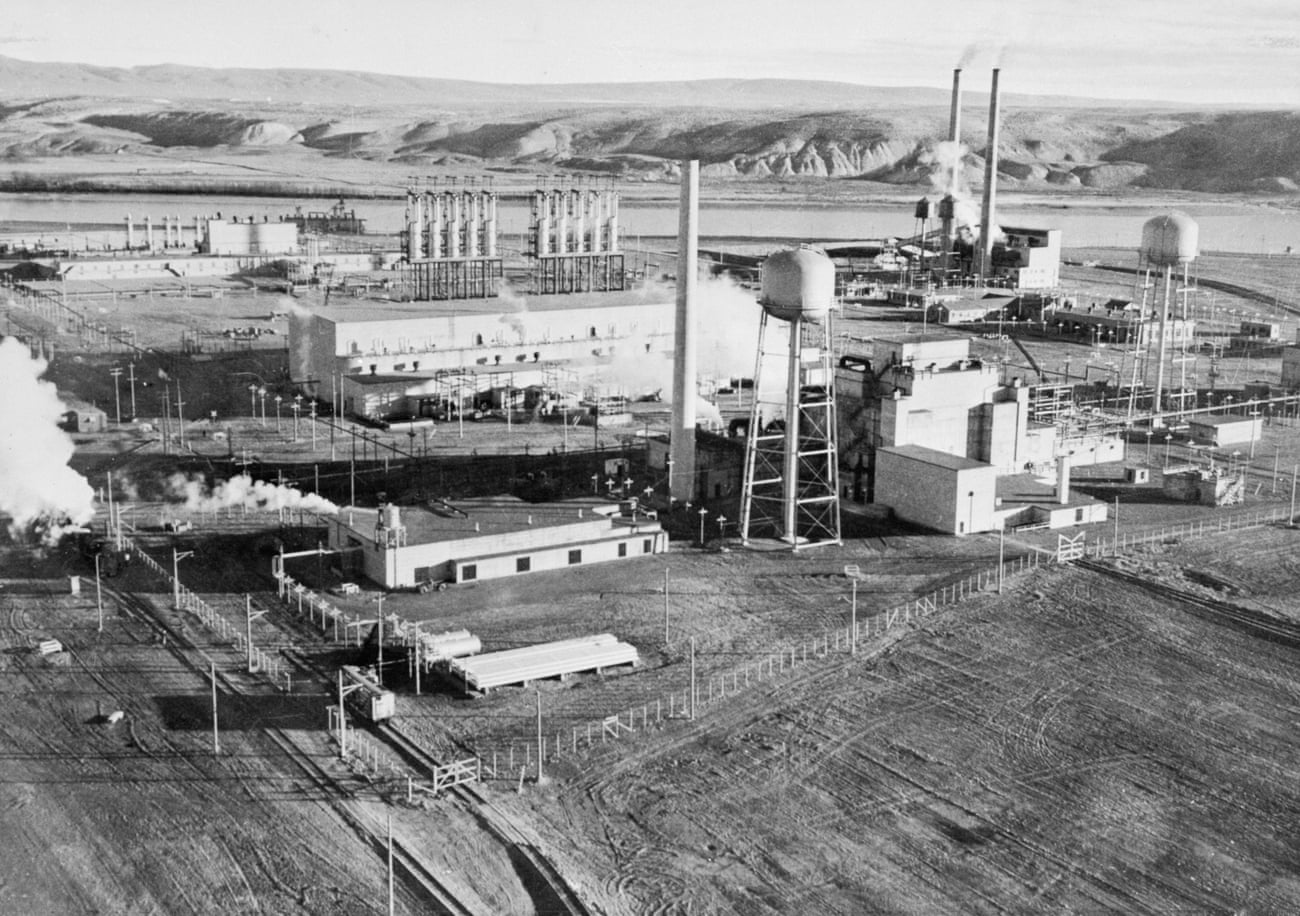 A black and white image showing a nuclear reactor.