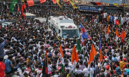 Thousands come together for election campaign rallies ahead of the elections, like this one in Chennai on 4 April