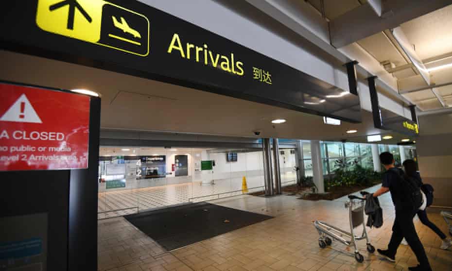 Passengers enter the International Airport in Brisbane