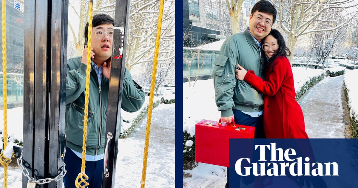Chinese couple's Covid-compliant wedding goes viral – video