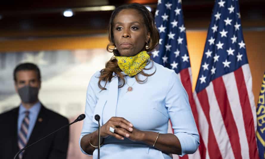 Stacey Plaskett speaks at a press event in Washington DC on 21 May 2020.