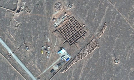 A satellite photo by Maxar Technologies shows construction at Iran’s Fordo nuclear facility