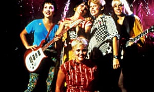 The Go-Go’s, left to right: Jane Wiedlin, Kathy Valentine, Belinda Carlisle, Gina Schlock, Charlotte Caffey.