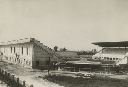 The San Siro Stadium seen from the adjacent Hippodrome around 1926.