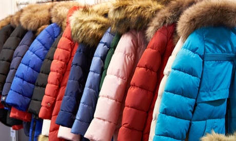 Winter jackets on a hanger in the store