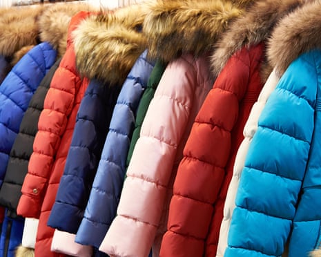 Winter jackets on a hanger in the store
