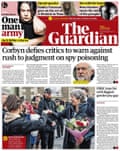 Guardian front page, Friday 16 March 2018