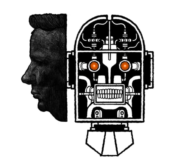 Illustration by David Foldvari of a robotic Michael Gove head