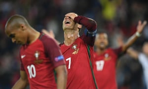 Cristiano Ronaldo reacts after missing a penalty.