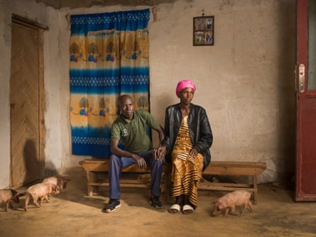 Marianna Nyirantagorama (on right) with Marc Nyandekwe, who killed her sister during the Rwandan genocide