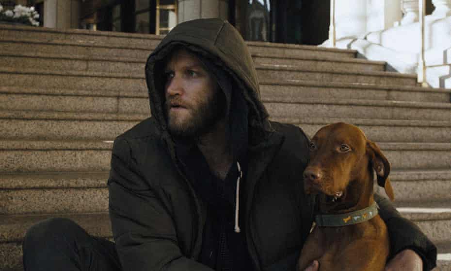 rough sleeper Daniel (Diarmaid Murtagh) with his dog in Bruno 