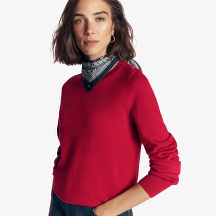 Boden Camilla Cotton Crew Jumper in crimson red.