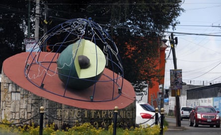 An avocado sculpture at the entrance to the town of Tancítaro, Michoacán state, Mexico.