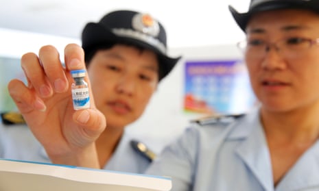 Food and Drug Administration officials check on vaccines for rabies in Huaibei in China’s eastern Anhui province