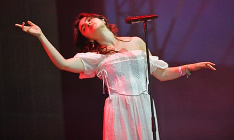 Abigail Morris of the Last Dinner Party performs on the Woodsies stage.