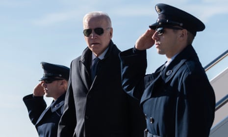 Joe Biden arriving in Hagerstown, Maryland after fighter pilots shot down a Chinese balloon, 4 February 2023