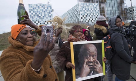 Supporters of Laurent Gbagbo rally outside the international criminal court