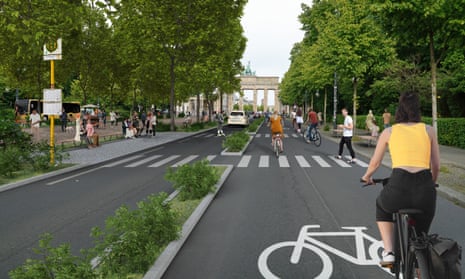 An artist’s rendering of a bike-friendly road near the Brandenburg Gate