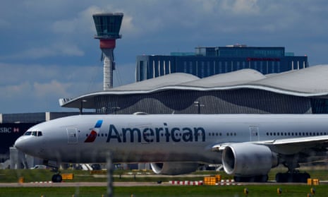 An American Airlines plane at Heathrow airport
