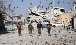 Turkish-backed Syrian rebels in al-Bab after its recapture.