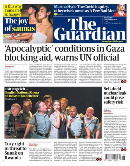 Guardian front page 6 December 2023