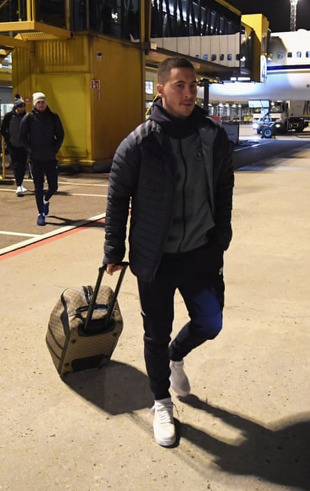 Eden Hazard and his Chelsea teammates arrive in Sweden at Malmo airport