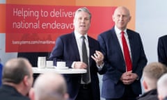 Keir Starmer and the shadow defence secretary, John Healey, visit BAE Systems in Barrow-in-Furness, Cumbria, 12 April 2024.