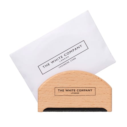The White Company Beech Wood Pilling Comb and its white packet. On a white background.