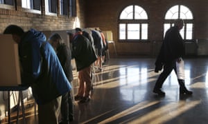 Wisconsin voters cast their ballots in the state’s primary at the South Shore Park pavilion on Tuesday.