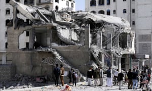The destroyed Sanaa house of Judge Yahya Roubaid, after it was hit in an airstrike carried out by the Saudi-led coalition, killing eight people.