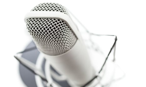 a studio microphone for recording podcasts.