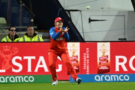 Alice Capsey of England catches Nilakshika Silva of Sri Lanka off the bowling of Sophie Ecclestone.