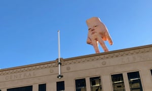 Ronnie van Hout’s Quasi was installed on the roof of the City Gallery in Wellington after three years overlooking Christchurch.