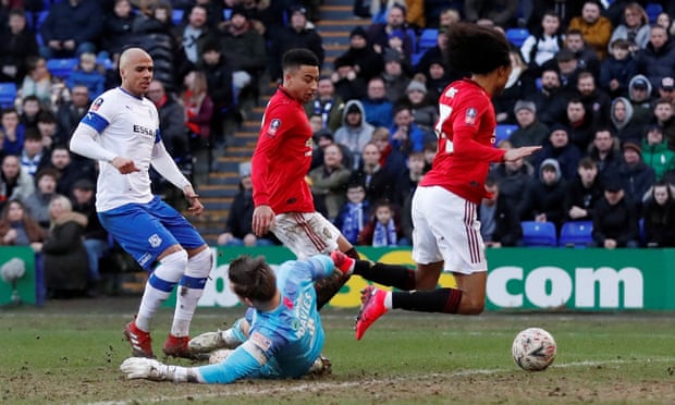 Scott Davies concedes a penalty for a foul on Manchester United’s Tahith Chong during Tranmere’s heavy defeat