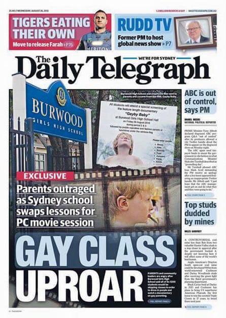 The cover of the Daily Telegraph on 26 August.