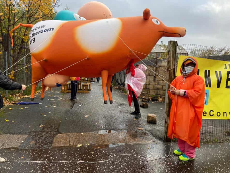 Carl Le Blance and an inflatable cow