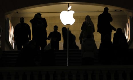 People shop in an Apple retail store in Grand Central Terminal Tuesday in New York City. 