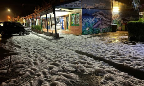 A hail storm hit Byron Bay