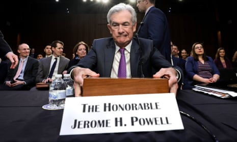 Federal Reserve chair Jerome Powell arrives to testify before the Senate banking committee on 7 March 2023.