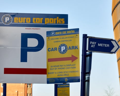 Euro Car Parks sign in a car park, in Manchester.