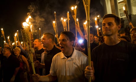 White supremacists chant at counter protestors in Charlottesville, Virginia, during the 2017 Unite the Right rally. White supremacists chant at counter protestors in Charlottesville, Virginia, during the 2017 Unite the Right rally.