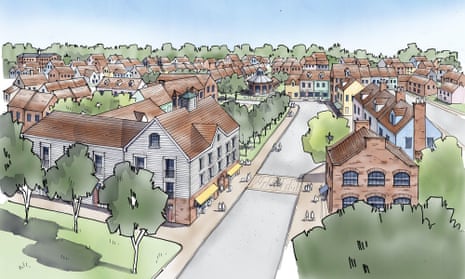 Sketches of the proposed new town of Kingswood, near Horsham in Sussex. 