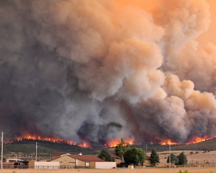 Clouds of smoke above a forest fire