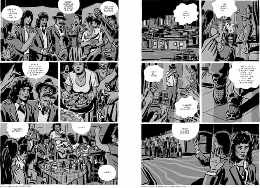 Two pages from Camarón, Dicen de Mi graphic novel