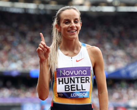 Georgia Hunter Bell celebrates after winning the women’s 800m