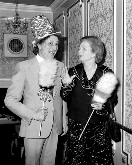Ken Dodd with Margaret Thatcher at the London Palladium in 1980